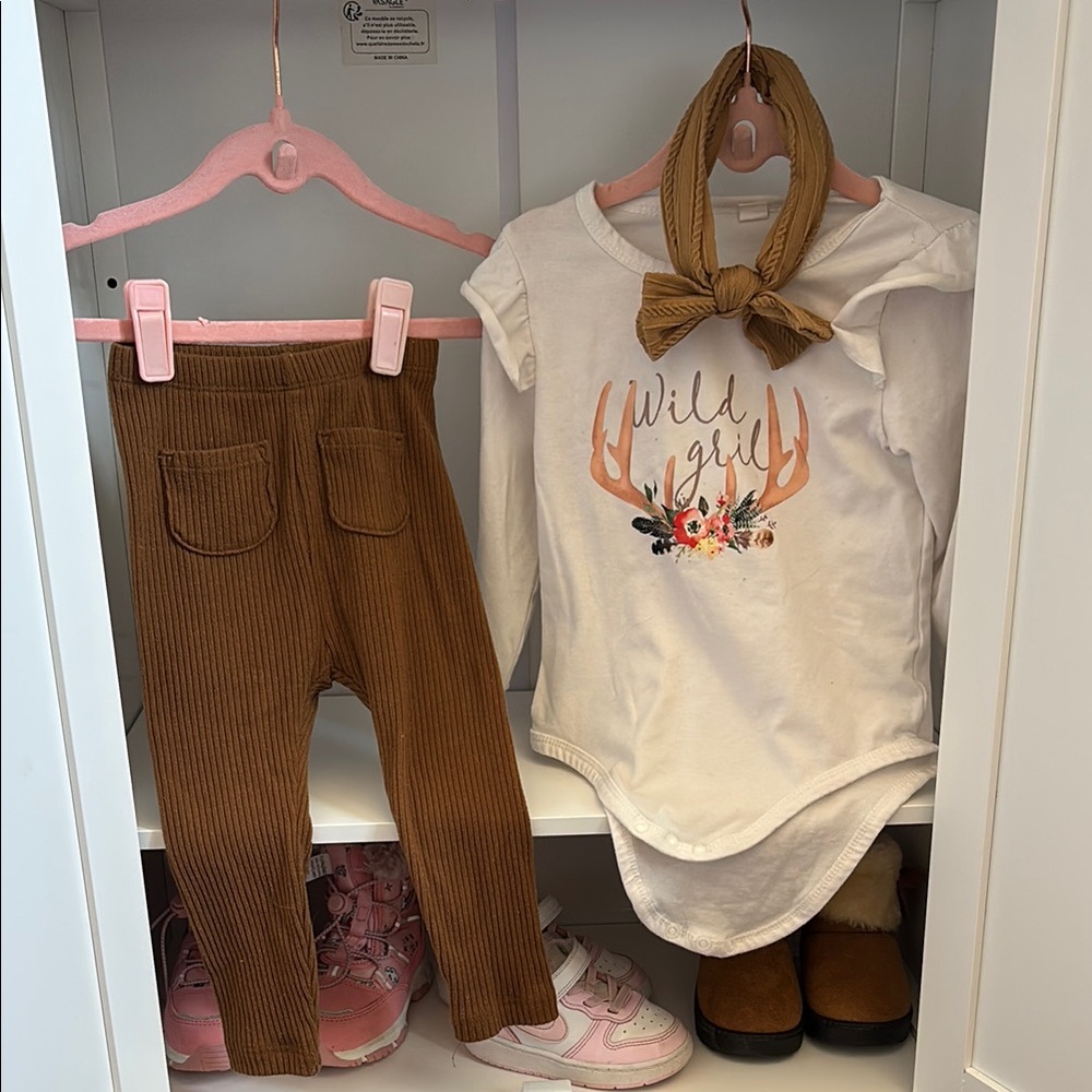 Wild Girl Outfit Set - White and Brown